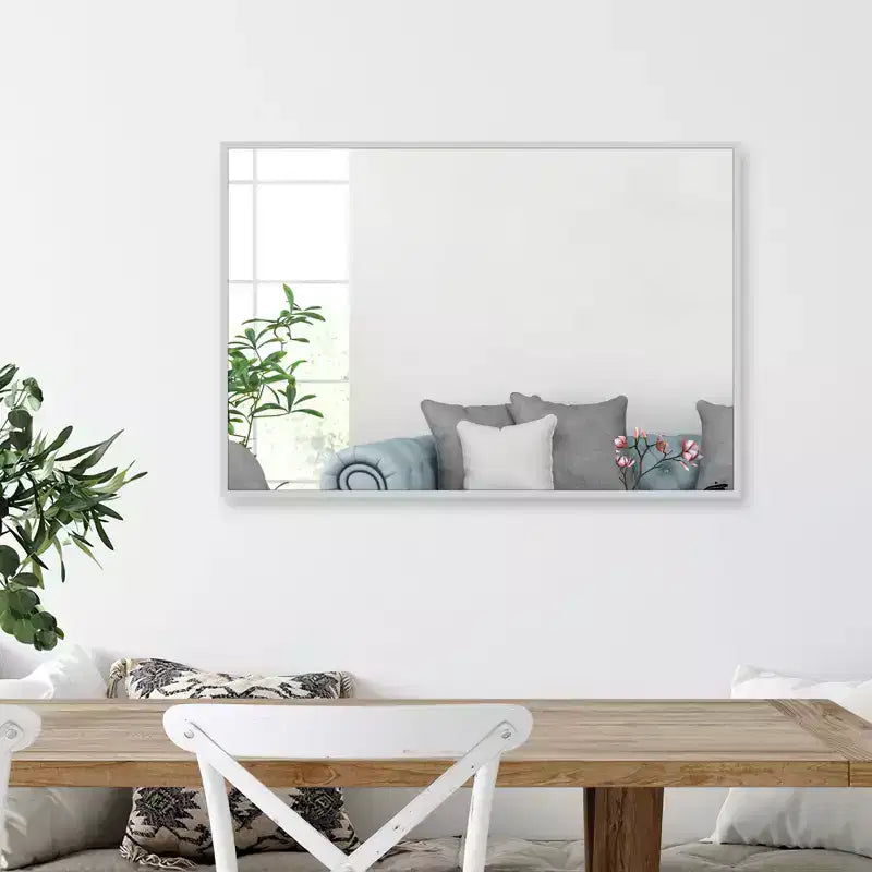 Miroir mural décoratif rectangulaire Dovelina à cadre métallique moderne