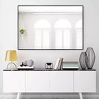 Miroir mural décoratif rectangulaire Dovelina à cadre métallique moderne