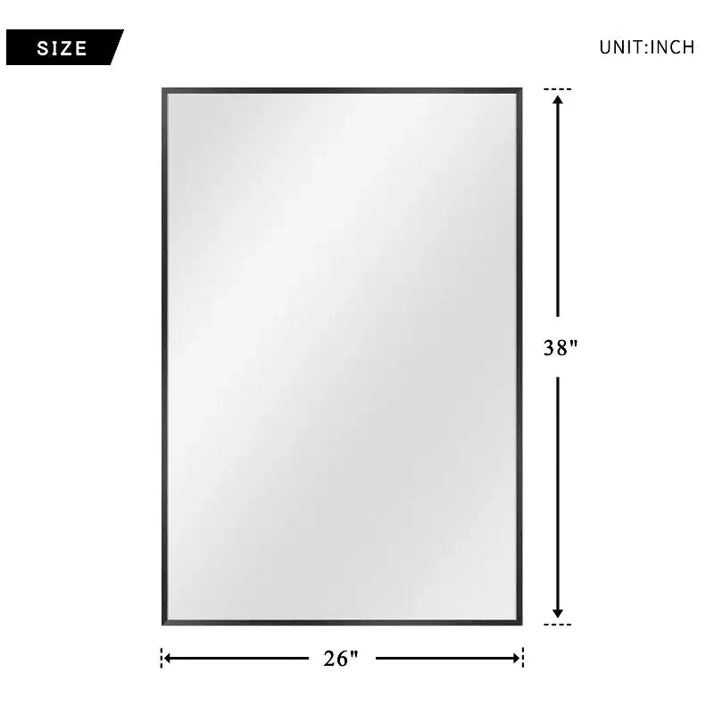 Miroir mural décoratif rectangulaire Dovelina à cadre métallique moderne