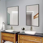Miroir mural décoratif rectangulaire Dovelina à cadre métallique moderne