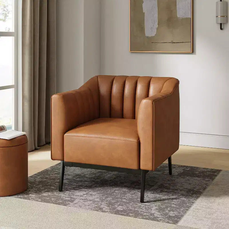 Chaise large en similicuir Carsten Industry 30 avec pied en métal|HULALA HOME-CAMEL