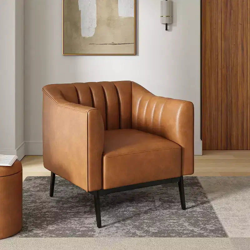 Chaise large en similicuir Carsten Industry 30 avec pied en métal|HULALA HOME-CAMEL