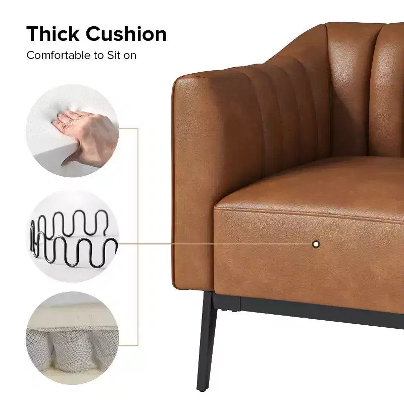 Chaise large en similicuir Carsten Industry 30 avec pied en métal|HULALA HOME-CAMEL