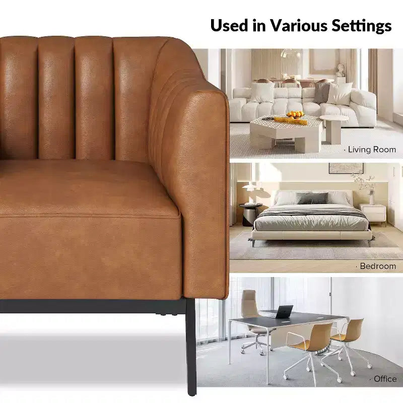 Chaise large en similicuir Carsten Industry 30 avec pied en métal|HULALA HOME-CAMEL