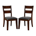Simple Relax Set of 2 Faux Leather and Wood Dining Side Chairs in Dark Cherry