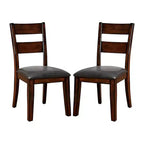 Simple Relax Set of 2 Faux Leather and Wood Dining Side Chairs in Dark Cherry