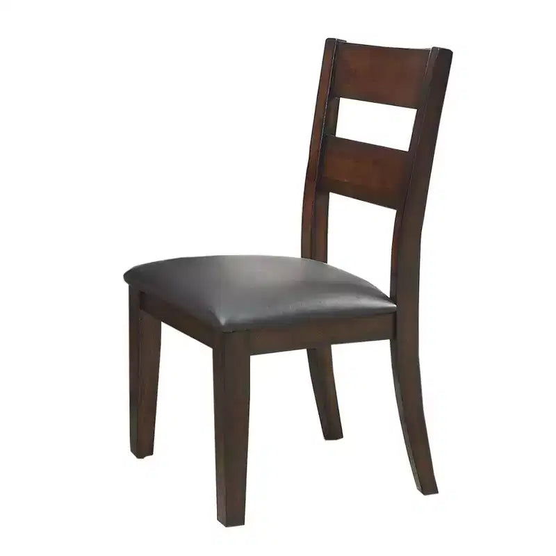 Ensemble de 2 chaises de salle à manger Simple Relax en similicuir et bois, couleur cerisier foncé