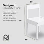 Chaise pour enfants PJ Wood avec dossier à rail supérieur et fixations serrées pour la lecture, les activités artistiques et créatives, les repas et autres activités (Lot de 2)
