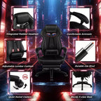 Chaise de jeu e-sport réglable Costway avec appuie-tête rembourré, support lombaire bleu/noir/gris/rouge
