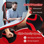 Chaise de jeu e-sport réglable Costway avec appuie-tête rembourré, support lombaire bleu/noir/gris/rouge