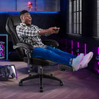 Chaise de jeu e-sport réglable Costway avec appuie-tête rembourré, support lombaire bleu/noir/gris/rouge