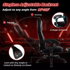 Chaise de jeu e-sport réglable Costway avec appuie-tête rembourré, support lombaire bleu/noir/gris/rouge