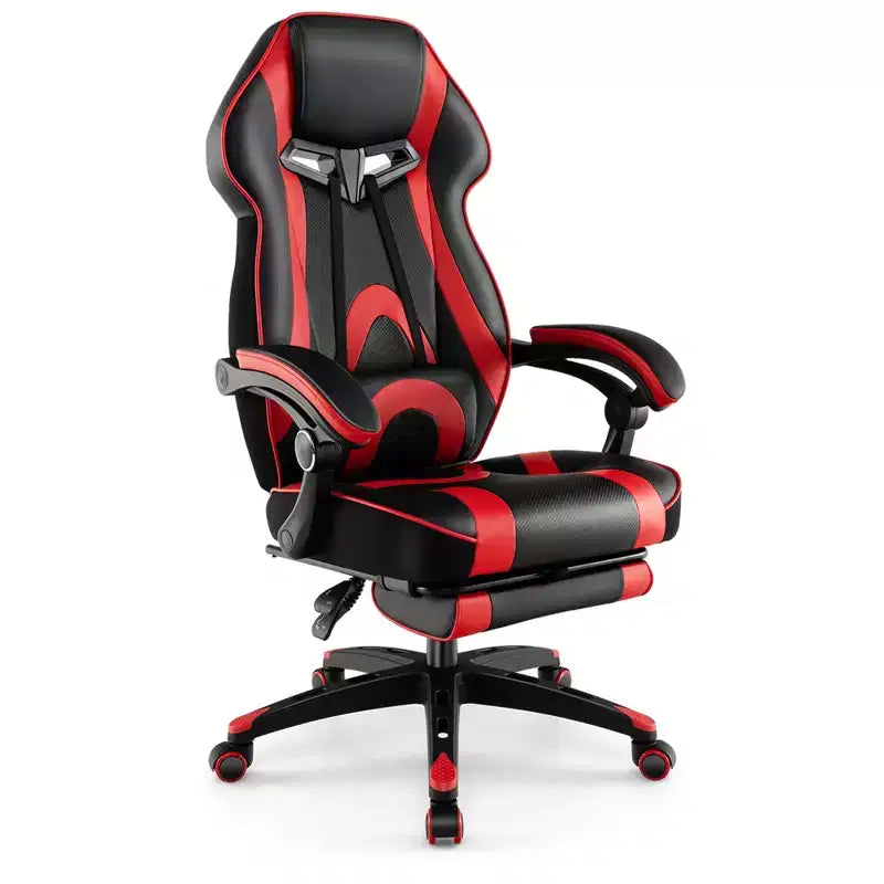 Chaise de jeu e-sport réglable Costway avec appuie-tête rembourré, support lombaire bleu/noir/gris/rouge