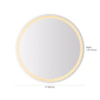 Miroir de salle de bain mural lumineux tri-couleur Dane rond sans cadre anti-buée avant/arrière avec toucher intelligent - JONATHAN Y