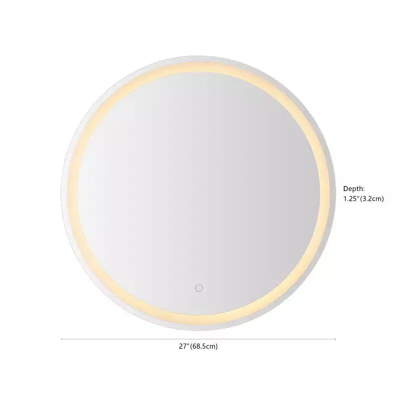 Miroir de salle de bain mural lumineux tri-couleur Dane rond sans cadre anti-buée avant/arrière avec toucher intelligent - JONATHAN Y