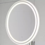 Miroir de salle de bain mural lumineux tri-couleur Dane rond sans cadre anti-buée avant/arrière avec toucher intelligent - JONATHAN Y