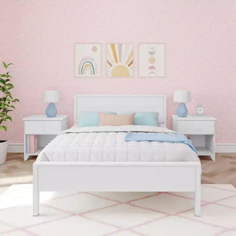 Cadre de lit double Max & Lily avec tête de lit, plateforme de lit en bois massif pour enfants