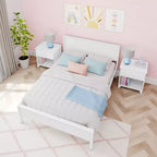Cadre de lit double Max & Lily avec tête de lit, plateforme de lit en bois massif pour enfants