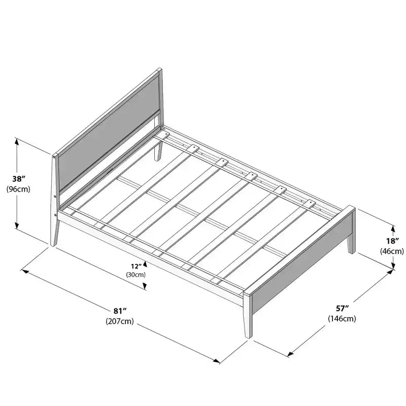 Cadre de lit double Max & Lily avec tête de lit, plateforme de lit en bois massif pour enfants