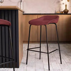 Tabouret de bar moderne LeisureMod Servos en similicuir rembourré et structure en fer noir