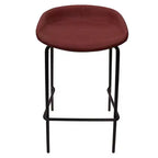 Tabouret de bar moderne LeisureMod Servos en similicuir rembourré et structure en fer noir