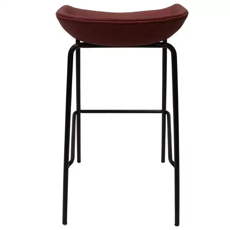 Tabouret de bar moderne LeisureMod Servos en similicuir rembourré et structure en fer noir