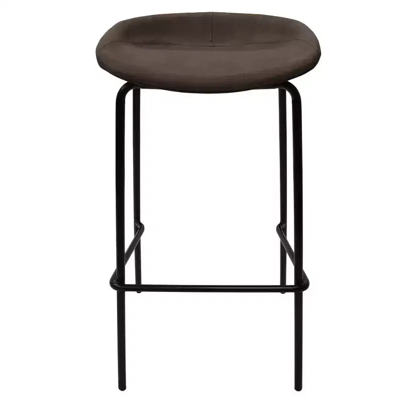 Tabouret de bar moderne LeisureMod Servos en similicuir rembourré et structure en fer noir