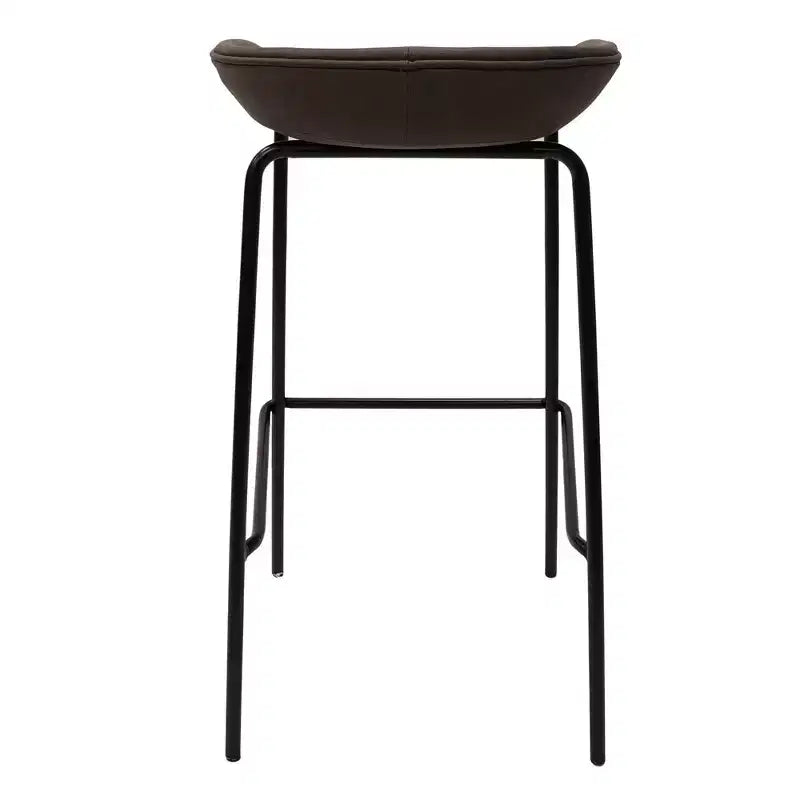 Tabouret de bar moderne LeisureMod Servos en similicuir rembourré et structure en fer noir