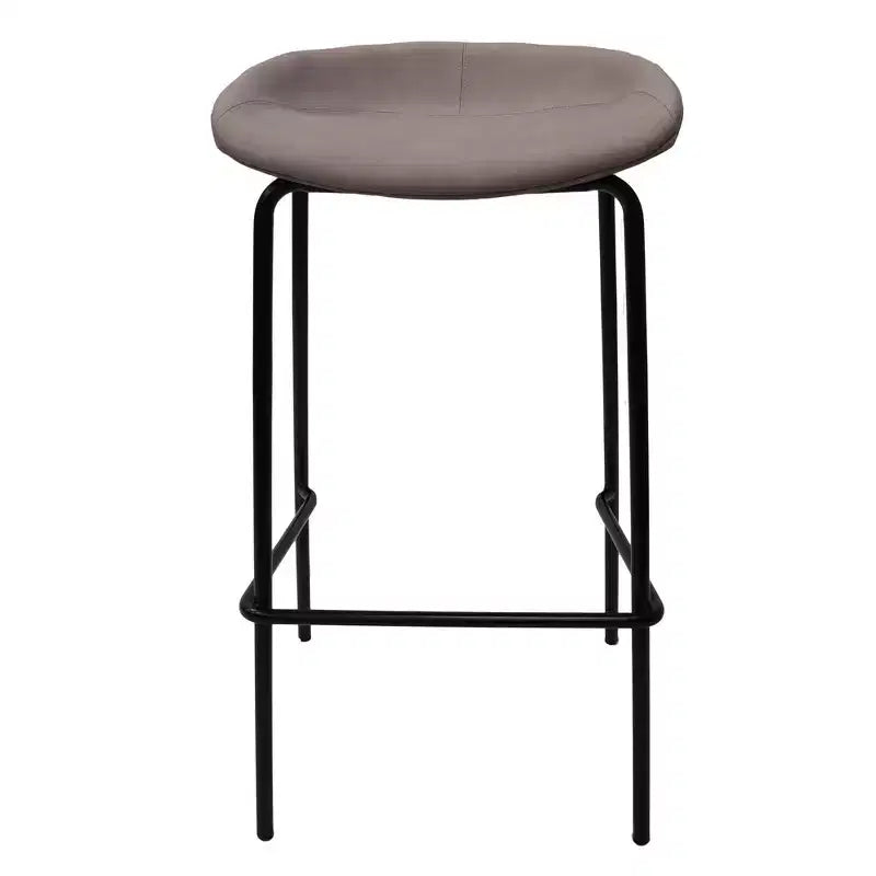 Tabouret de bar moderne LeisureMod Servos en similicuir rembourré et structure en fer noir