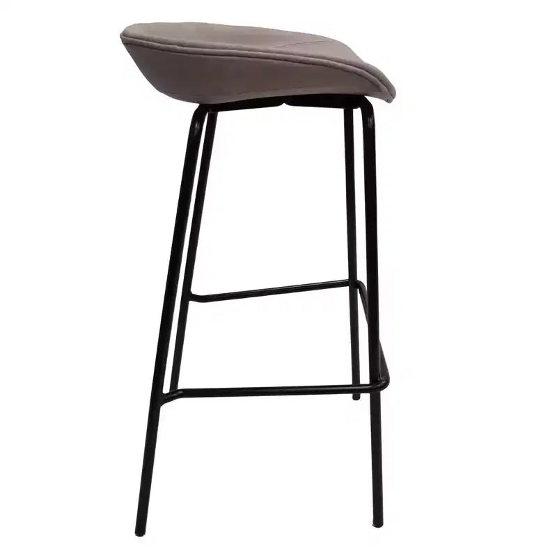 Tabouret de bar moderne LeisureMod Servos en similicuir rembourré et structure en fer noir