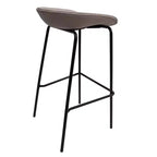 Tabouret de bar moderne LeisureMod Servos en similicuir rembourré et structure en fer noir