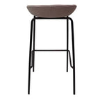 Tabouret de bar moderne LeisureMod Servos en similicuir rembourré et structure en fer noir
