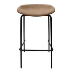 Tabouret de bar moderne LeisureMod Servos en similicuir rembourré et structure en fer noir
