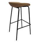 Tabouret de bar moderne LeisureMod Servos en similicuir rembourré et structure en fer noir