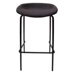 Tabouret de bar moderne LeisureMod Servos en similicuir rembourré et structure en fer noir
