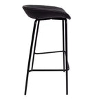 Tabouret de bar moderne LeisureMod Servos en similicuir rembourré et structure en fer noir