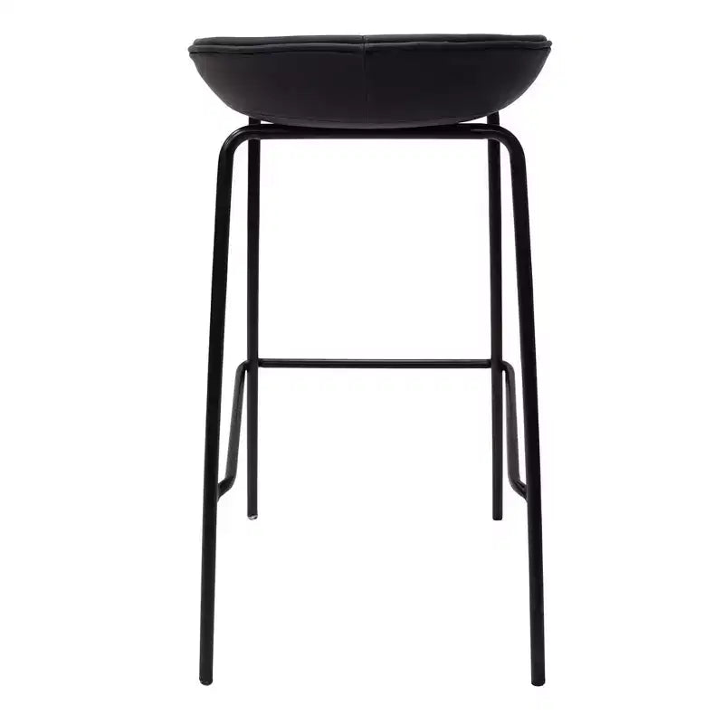 Tabouret de bar moderne LeisureMod Servos en similicuir rembourré et structure en fer noir