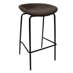 Tabouret de bar moderne LeisureMod Servos en similicuir rembourré et structure en fer noir