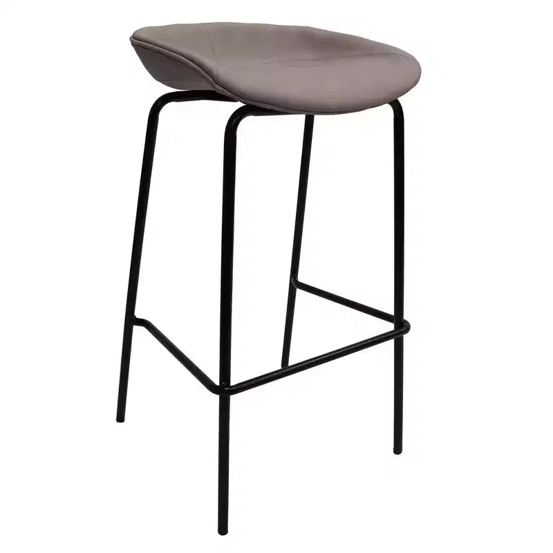 Tabouret de bar moderne LeisureMod Servos en similicuir rembourré et structure en fer noir