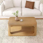 Table basse rectangulaire moderne Plank+Beam en bois massif 40 avec étagère de rangement
