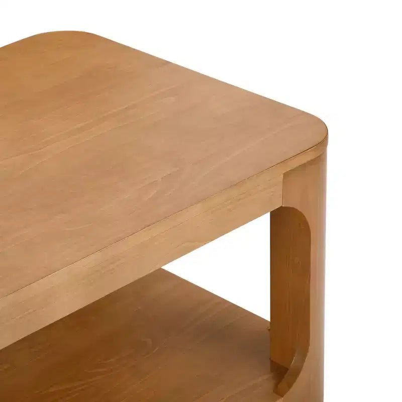 Table basse rectangulaire moderne Plank+Beam en bois massif 40 avec étagère de rangement