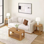 Table basse rectangulaire moderne Plank+Beam en bois massif 40 avec étagère de rangement