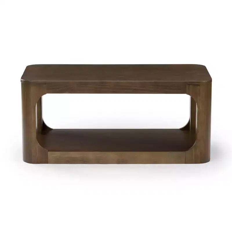 Table basse rectangulaire moderne Plank+Beam en bois massif 40 avec étagère de rangement