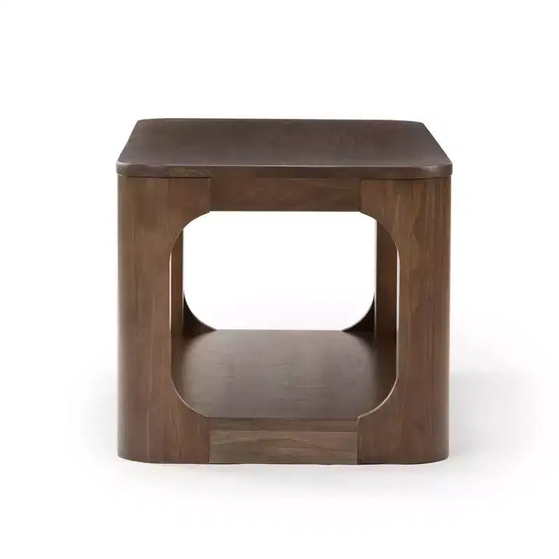 Table basse rectangulaire moderne Plank+Beam en bois massif 40 avec étagère de rangement