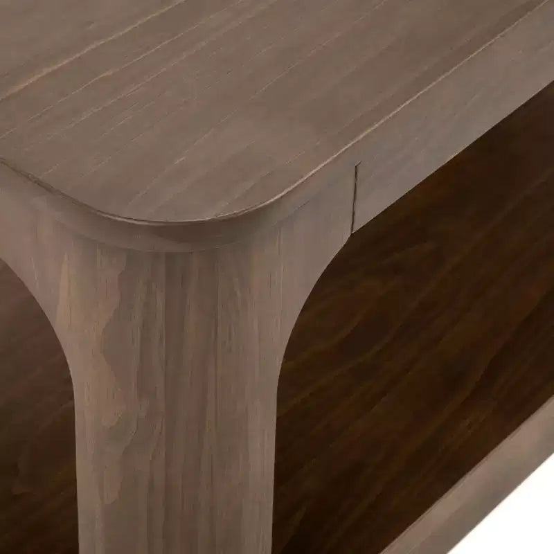 Table basse rectangulaire moderne Plank+Beam en bois massif 40 avec étagère de rangement