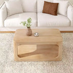 Table basse rectangulaire moderne Plank+Beam en bois massif 40 avec étagère de rangement