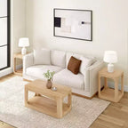 Table basse rectangulaire moderne Plank+Beam en bois massif 40 avec étagère de rangement