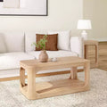 Table basse rectangulaire moderne Plank+Beam en bois massif 40 avec étagère de rangement