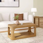 Table basse rectangulaire moderne Plank+Beam en bois massif 40 avec étagère de rangement