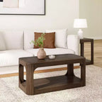 Plank+Beam Solid Wood 40 Modern Rectangular Coffee Table with Storage Shelf